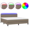 vidaXL Rams&auml;ng med madrass & LED taupe 180x200 cm tyg