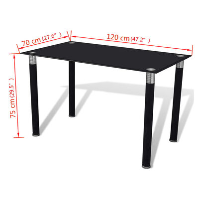 vidaXL Matbord med bordsskiva i glas svart