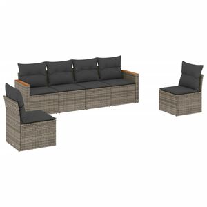vidaXL Loungegrupp f&ouml;r tr&auml;dg&aring;rden med dynor 6 delar gr&aring; konstrotting