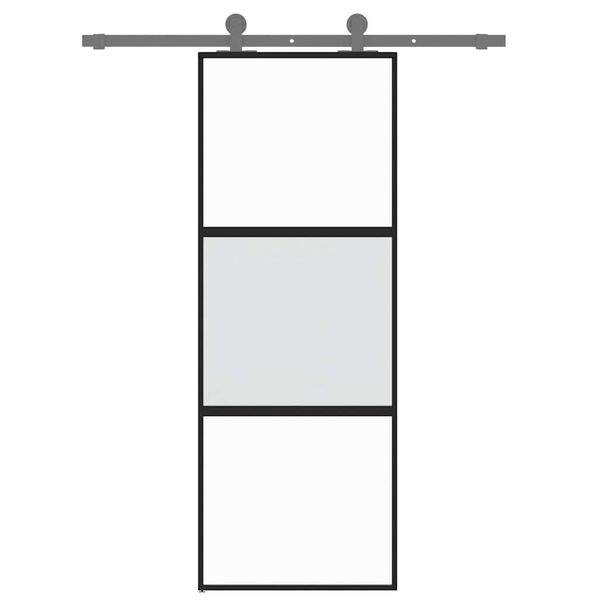 vidaXL Skjutdörr svart 76x205 cm härdat glas och aluminium