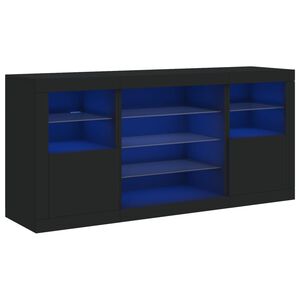 vidaXL Sk&auml;nk med LED-belysning svart 142,5x37x67 cm