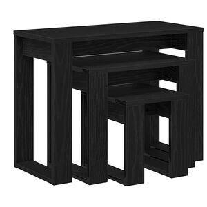 vidaXL Satsbord 3 st Svart Ek 61 x 28 x 47 cm Konstruerat tr&auml;