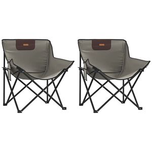 vidaXL Campingstolar med ficka f&auml;llbar 2 st gr&aring;