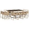 vidaXL Matgrupp f&ouml;r tr&auml;dg&aring;rden med dynor 11 delar beige konstrotting