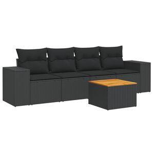vidaXL Loungegrupp f&ouml;r tr&auml;dg&aring;rden med dynor 5 delar svart konstrotting