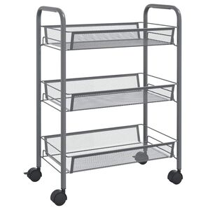 vidaXL Rullvagn 3 v&aring;ningar gr&aring; 46x26x64 cm j&auml;rn