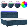 vidaXL Rams&auml;ng med madrass & LED m&ouml;rkbl&aring; 200x200 cm sammet