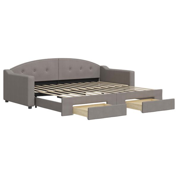 vidaXL Dagb&auml;dd utdragbar med l&aring;dor taupe 90x200 cm tyg