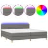 vidaXL Rams&auml;ng med madrass & LED m&ouml;rkgr&aring; 200x200 cm tyg