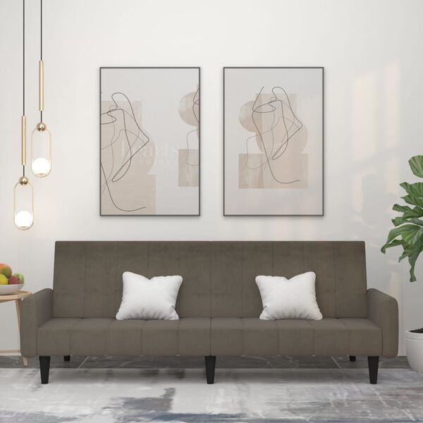 vidaXL B&auml;ddsoffa 2-sits m&ouml;rkgr&aring; mikrofibertyg