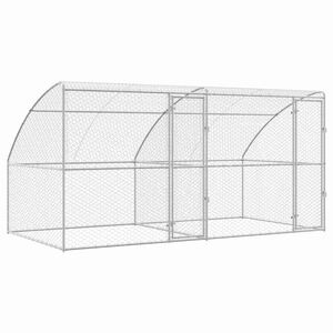 vidaXL Hundbur med lagring 2 pcs Silver 4 x 2 x 2 m Galvaniserat st&aring;l