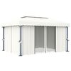 vidaXL Paviljong med draperi 4x3 m gräddvit aluminium