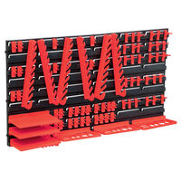 vidaXL Sortimentlådsats med väggpaneler 71 delar röd och svart