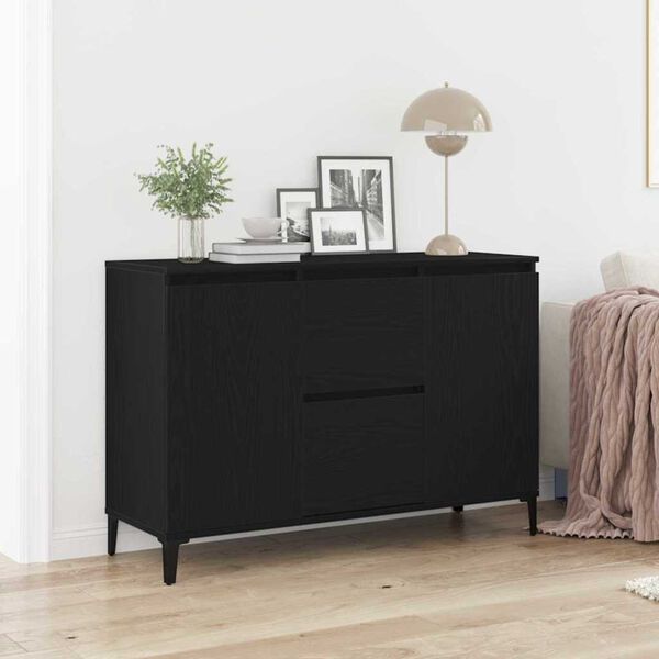 vidaXL Sideboard med l&aring;da Svart Ek 104 x 35 x 70 cm Konstruerat tr&auml;