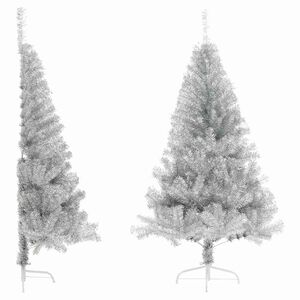 vidaXL Halv plastgran med fot silver 180 cm PET