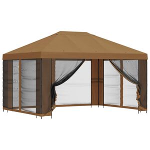 vidaXL Tr&auml;dg&aring;rdsgazebo med sidov&auml;ggar 4 &times; 3 m Beige Polyester och St&aring;l