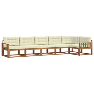 vidaXL Utomhussoffset med kudde 6 pcs Naturlig och Gr&auml;dde