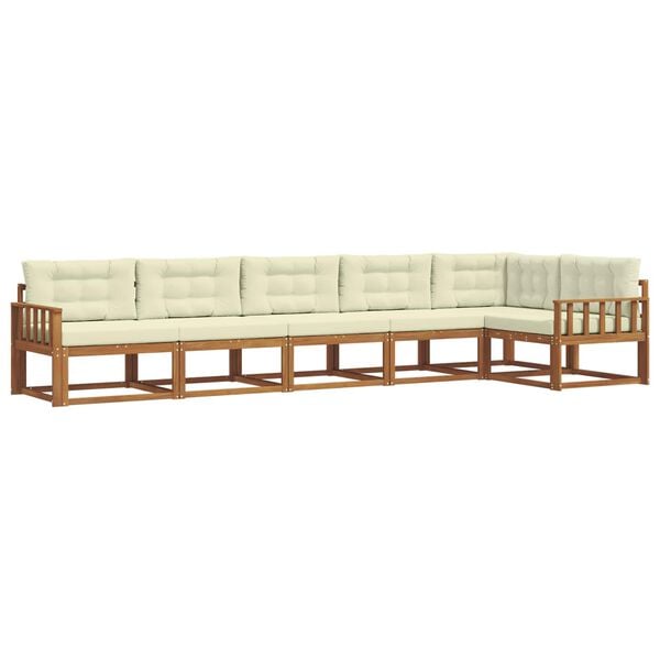 vidaXL Utomhussoffset med kudde 6 pcs Naturlig och Gr&auml;dde