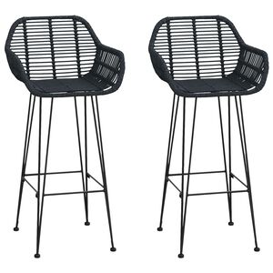 vidaXL Barstol 2 pcs Svart 55 x 52 x 105 cm Rattan och J&auml;rn