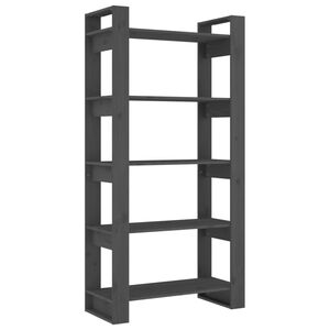 vidaXL Bokhylla/rumsavdelare gr&aring; 41x35x57 cm massiv furu