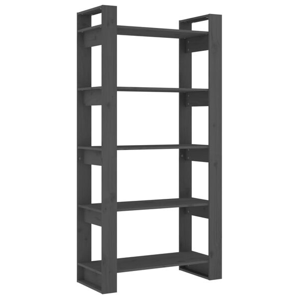 vidaXL Bokhylla/Rumsavdelare gr&aring; 80x35x160 cm massiv furu