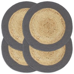 vidaXL Bordstabletter 4 st naturlig och antracit 38 cm jute och bomull