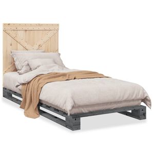 vidaXL S&auml;ngram med huvudgavel gr&aring; 90x200 cm massiv furu