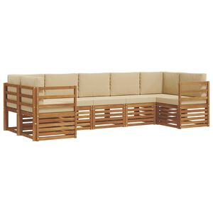 vidaXL Soffgrupper 7 pcs Naturlig och Beige Massivt Akaciatr&auml;
