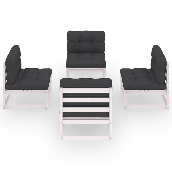 vidaXL Loungegrupp med dynor 4 delar massiv furu