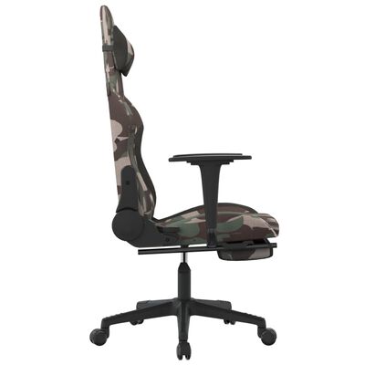vidaXL Gamingstol med fotstöd och massage svart och kamouflage tyg