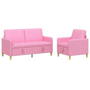 vidaXL Soffgrupp med f&ouml;rvaring 2 st Rosa Polyester