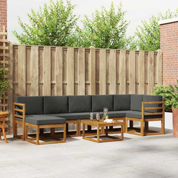 vidaXL Utomhussoffset med kudde 8 pcs Naturlig och Antracit