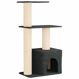 vidaXL Katttr&auml;d med sisal kl&ouml;spelare M&ouml;rkgr&aring; 133 cm