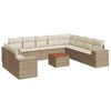 vidaXL Loungegrupp f&ouml;r tr&auml;dg&aring;rden m. dynor 11 delar beige konstrotting