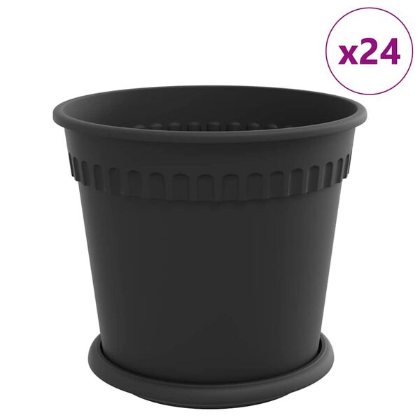 vidaXL V&auml;xtkrukor 24 pcs Svart &Oslash; 19 x 16 cm Plast