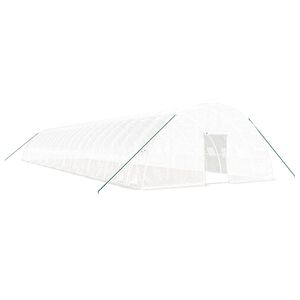 vidaXL V&auml;xthus med st&aring;lram vit 132 m&sup2; 22x6x2,85 m