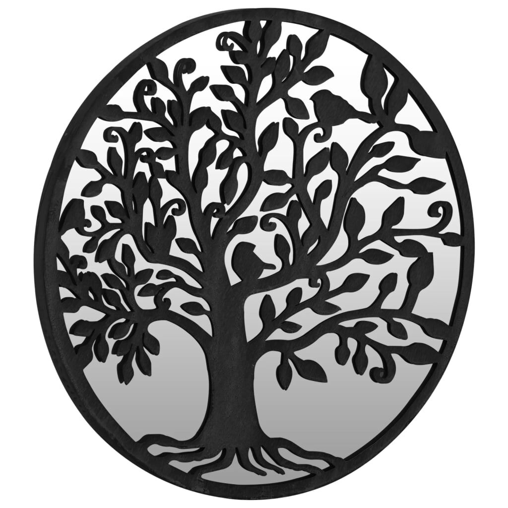 vidaXL Trädgårdsspegel svart 40x2,5 cm rund järn för utomhusbruk