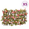 vidaXL Konstv&auml;xt murgr&ouml;na spalj&eacute; expanderbar 5 st m&ouml;rk rosa 180x30 cm