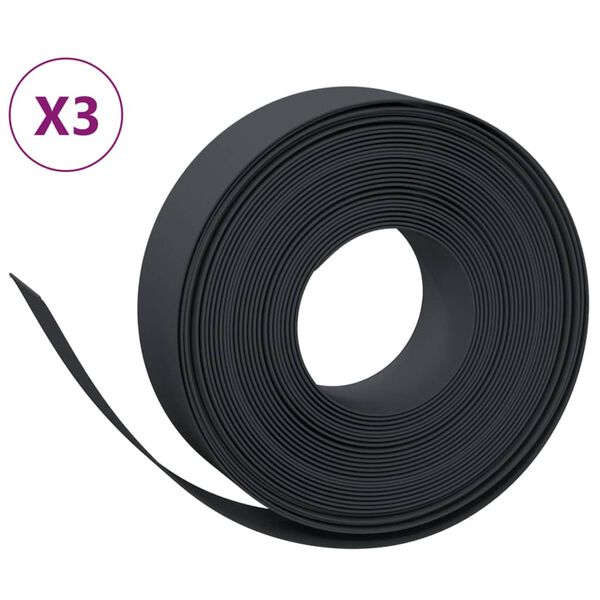 vidaXL Rabattkant svart 3 st 10 m 15 cm polyeten