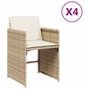 vidaXL Tr&auml;dg&aring;rdsstolar med dynor 4 st beige konstrotting