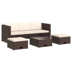 vidaXL Loungegrupp f&ouml;r tr&auml;dg&aring;rden med dynor 4 delar konstrotting brun