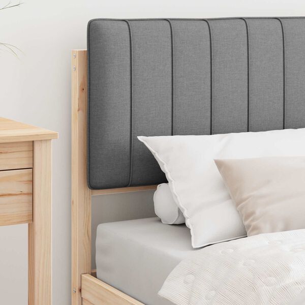 vidaXL S&auml;ngram med Kl&auml;dd Huvudgavel Ljusgr&aring; 90 x 190 cm Massiv furu