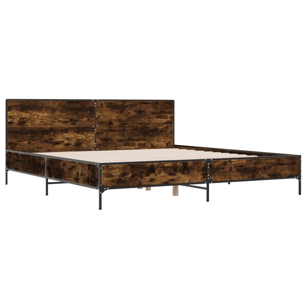 vidaXL S&auml;ngram r&ouml;kf&auml;rgad ek 180x200 cm konstruerat tr&auml; och metall