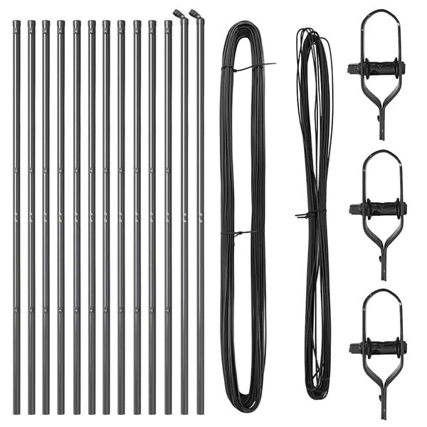 vidaXL Stängselstolpe 13 pcs Grå Stål