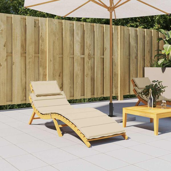 vidaXL Solsängsdyna beige 186x58x4 cm oxfordtyg