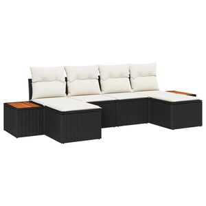 vidaXL Tr&auml;dg&aring;rdsoffset 6 st Svart och kr&auml;m Poly Rattan