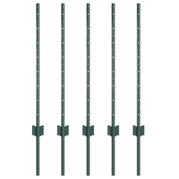 vidaXL St&auml;ngselstolpe 5 pcs Gr&ouml;n 120 cm St&aring;l