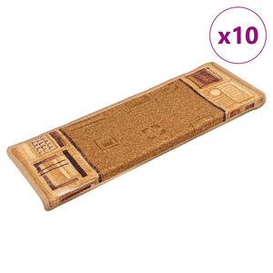 vidaXL Trappstegsmattor sj&auml;lvh&auml;ftande 10 st 65x21x4 cm beige