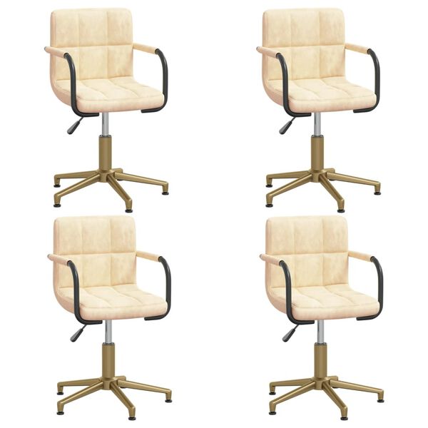 vidaXL Snurrbar matstol 4 st gr&auml;ddvit sammet