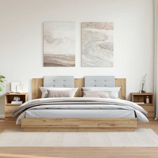 vidaXL S&auml;ngbord 2 st artisan ek 40x40x50 cm konstruerat tr&auml;